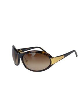 Prada Sunglasses Brown Gold Acetate Metal Eyewear